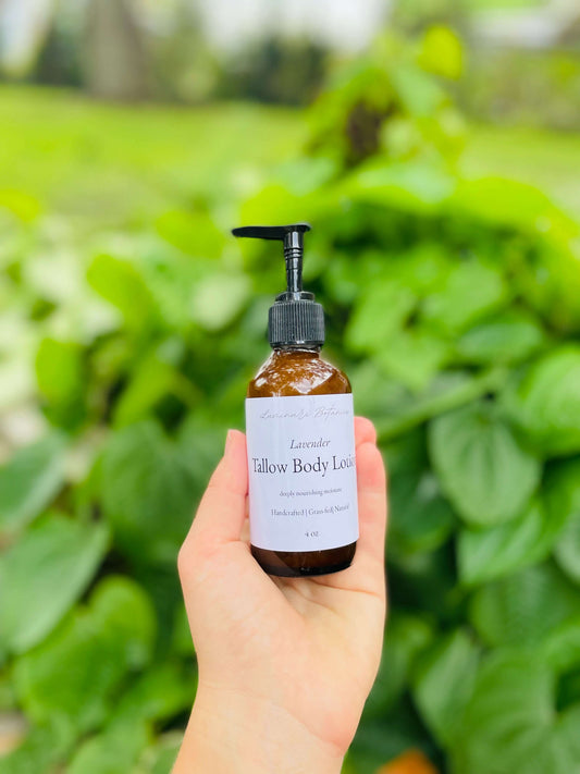 Jar of soothing Lavender tallow body  lotion for sensitive skin