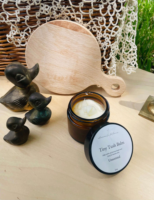 tallow baby butt balm in small jar, gentle for baby skin